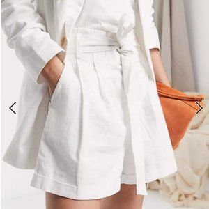 ASOS DESIGN ultimate linen white suit shorts